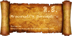 Mracsnyák Barnabás névjegykártya